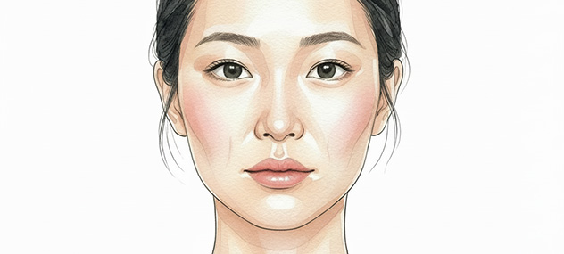 「線」より「影」が増えて、疲れて見えやすい顔のイメージ