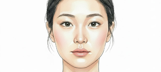 ハリ低下や小じわ・毛穴で「影」が強く見えやすい顔のイメージ