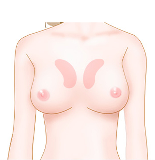 デコルテ側が寂しく見えやすいイメージ