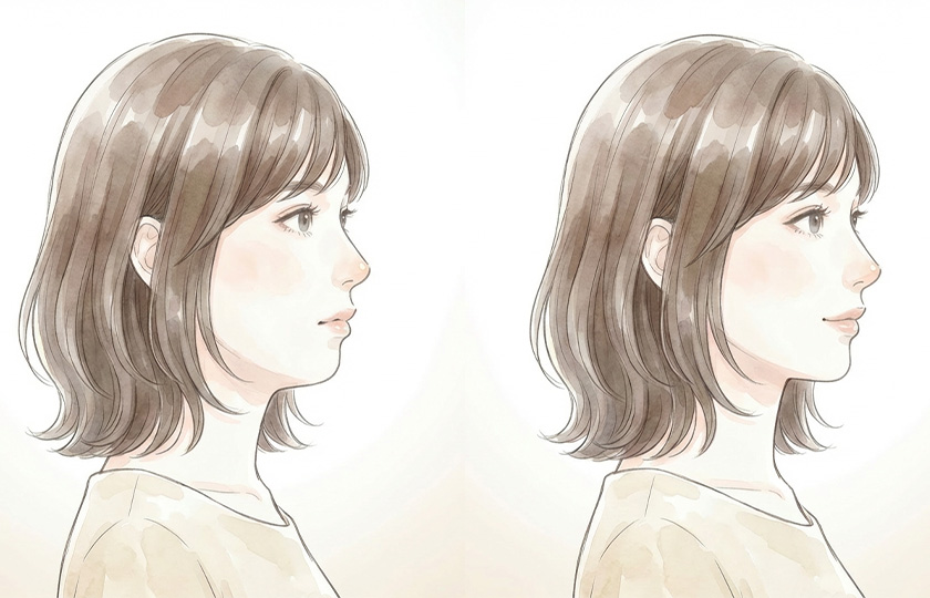 アゴの注入治療で横顔とフェイスラインを整えるイメージ