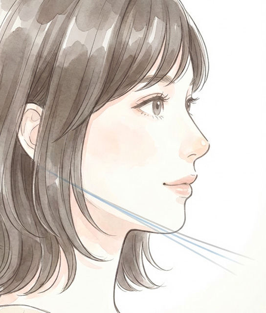 アゴ先と下方向の支えをデザインするイメージ