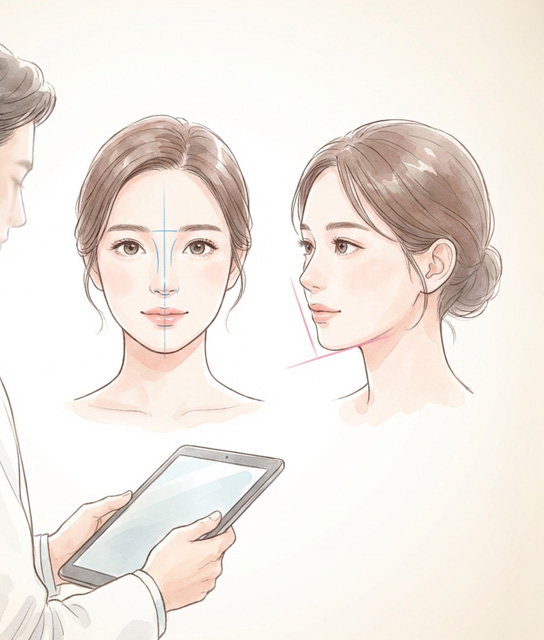 お顔全体のバランスを見ながらデザインするイメージ