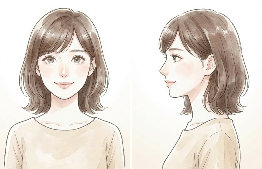 鼻筋のラインと横顔のバランスを注入治療で整えるイメージ