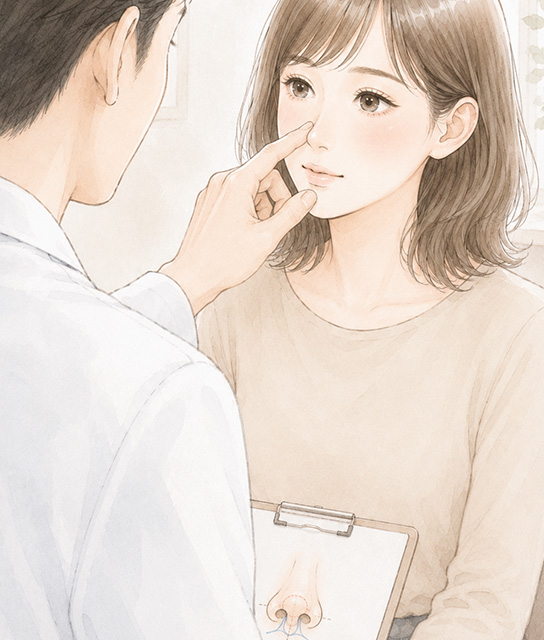 鼻先の状態を確認するイメージ