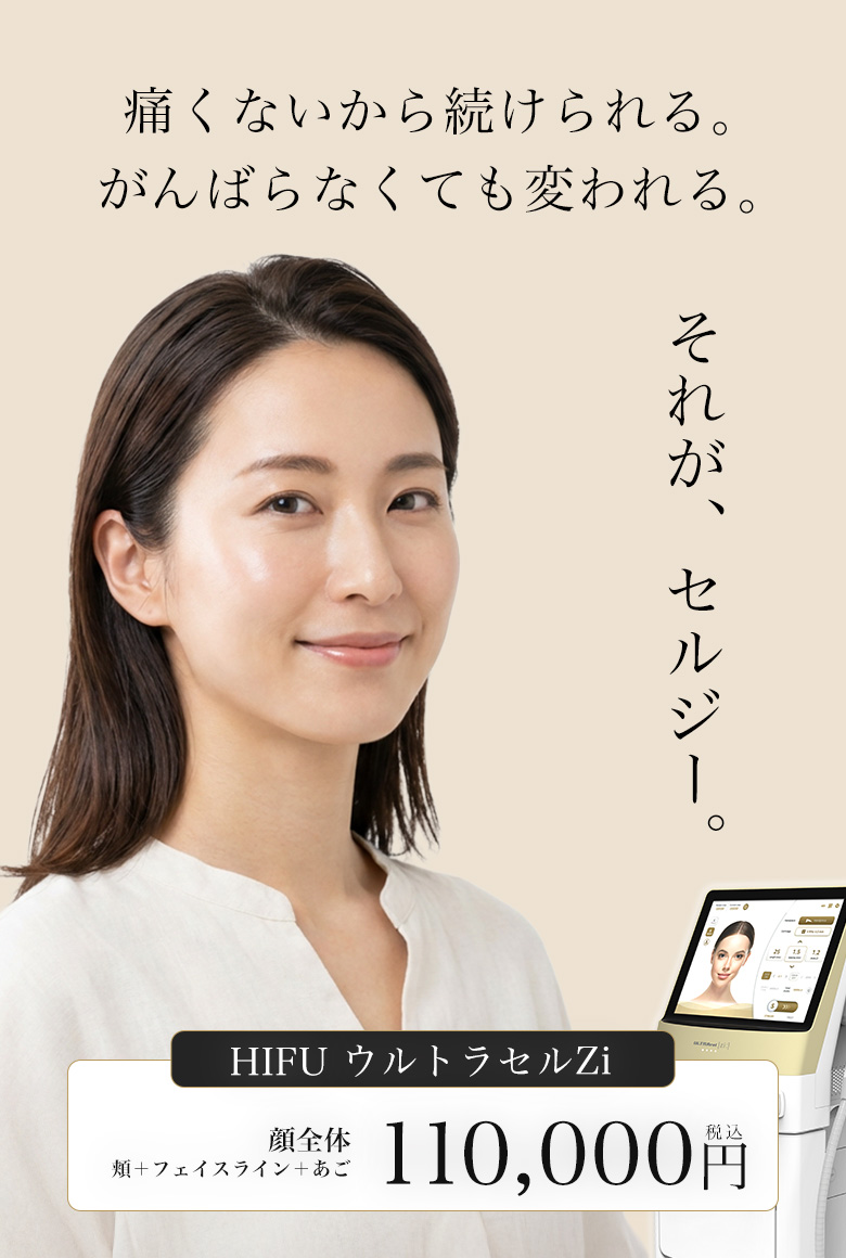 痛みが少ないから続けられる。頑張らなくても変われる。それが、HIFU治療。HIFU治療によるHIFUリフトアップのイメージ