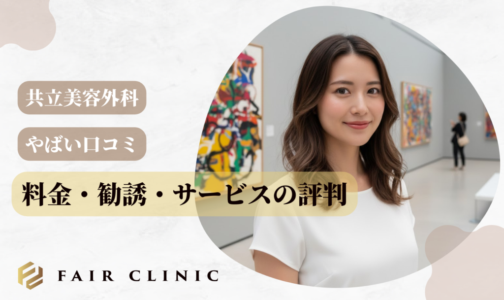 共立美容外科の「やばい」口コミ評判は本当？全体的な料金・勧誘・サービスの評判