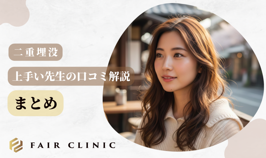 二重埋没が上手い先生の口コミは?失敗しない名医の選び方【2026年】 まとめ