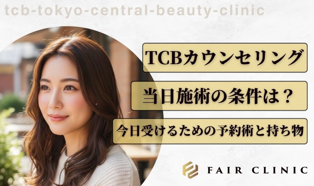 現在の画像: TCBカウンセリング当日施術の条件は？今日受けるための予約術と持ち物【2026年最新】　アイキャッチ画像