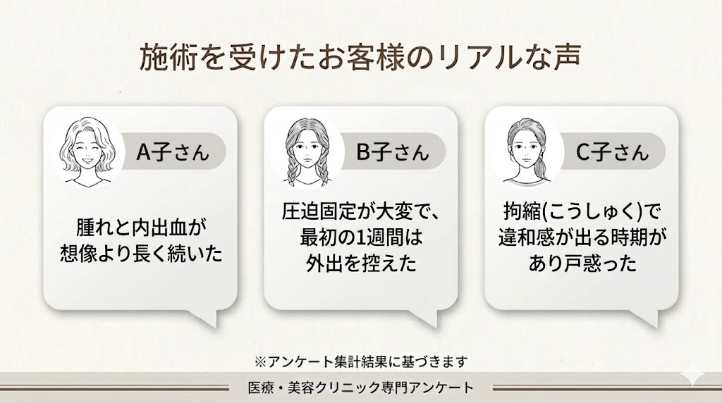 ルラ美容クリニックの脂肪吸引に関する悪い口コミ:ダウンタイムが想像より長かった